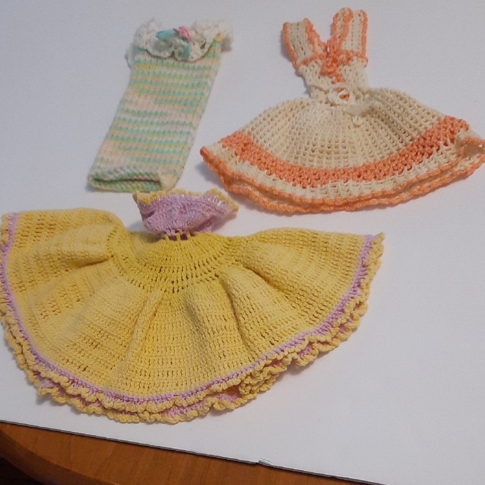 Handmade Crochet and knitted  Doll Dresses